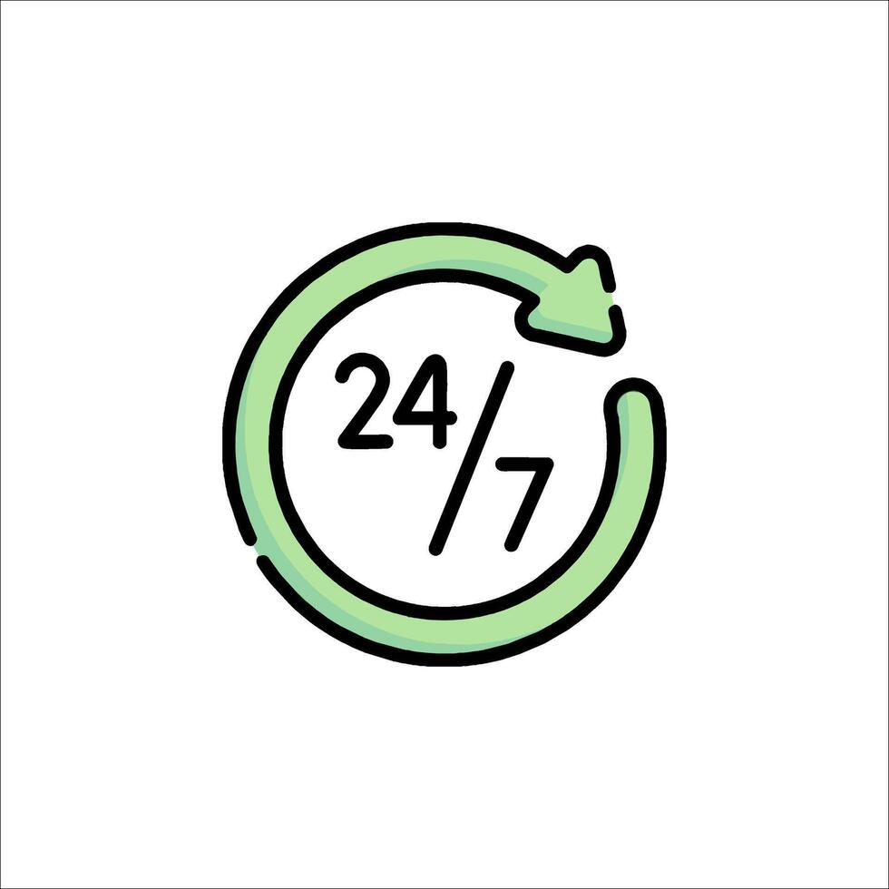A green and white logo with the words 24 7 vector