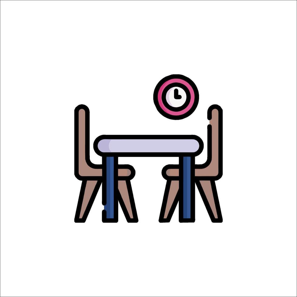 A table and chair with a clock on it vector