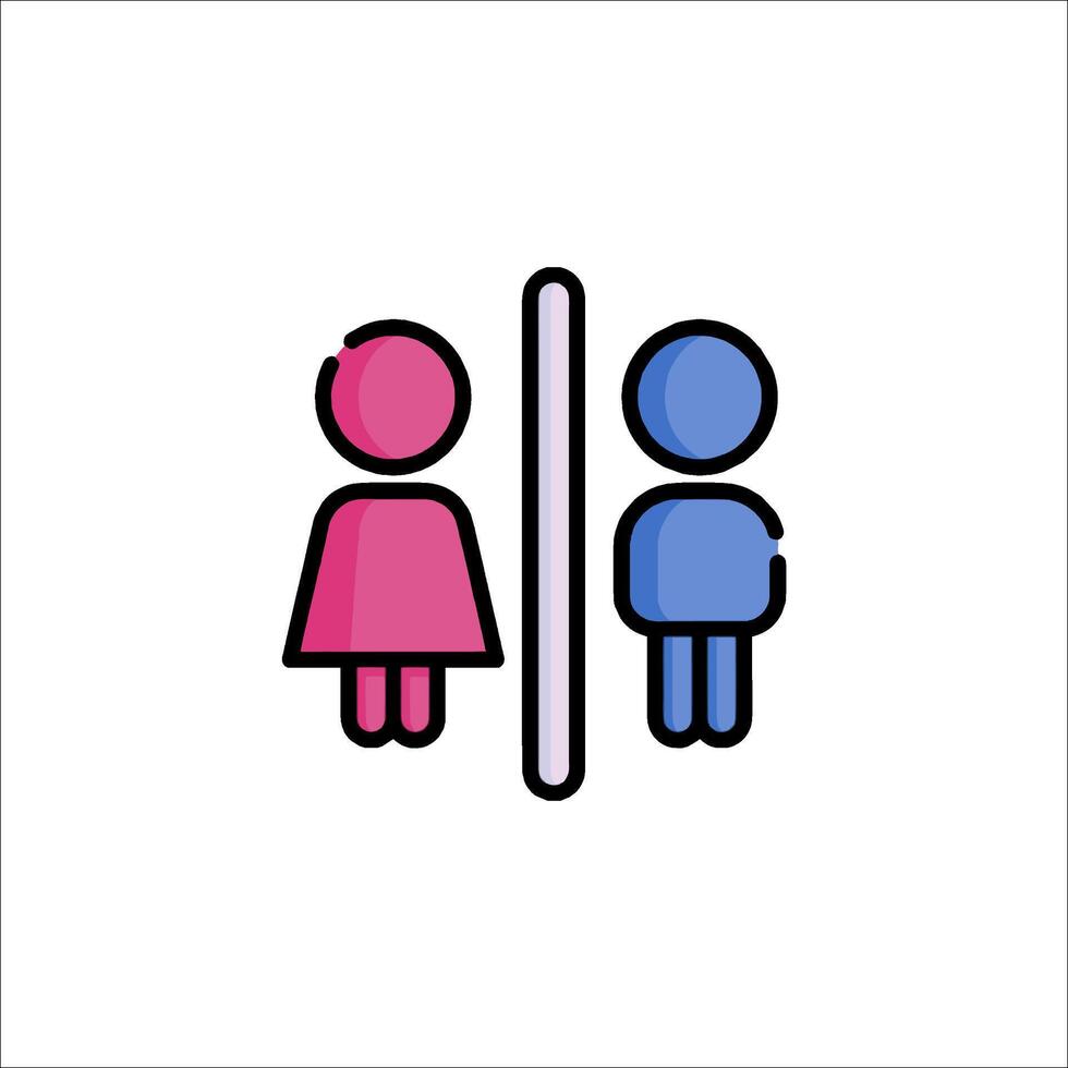 A man and woman are standing in front of a toilet vector