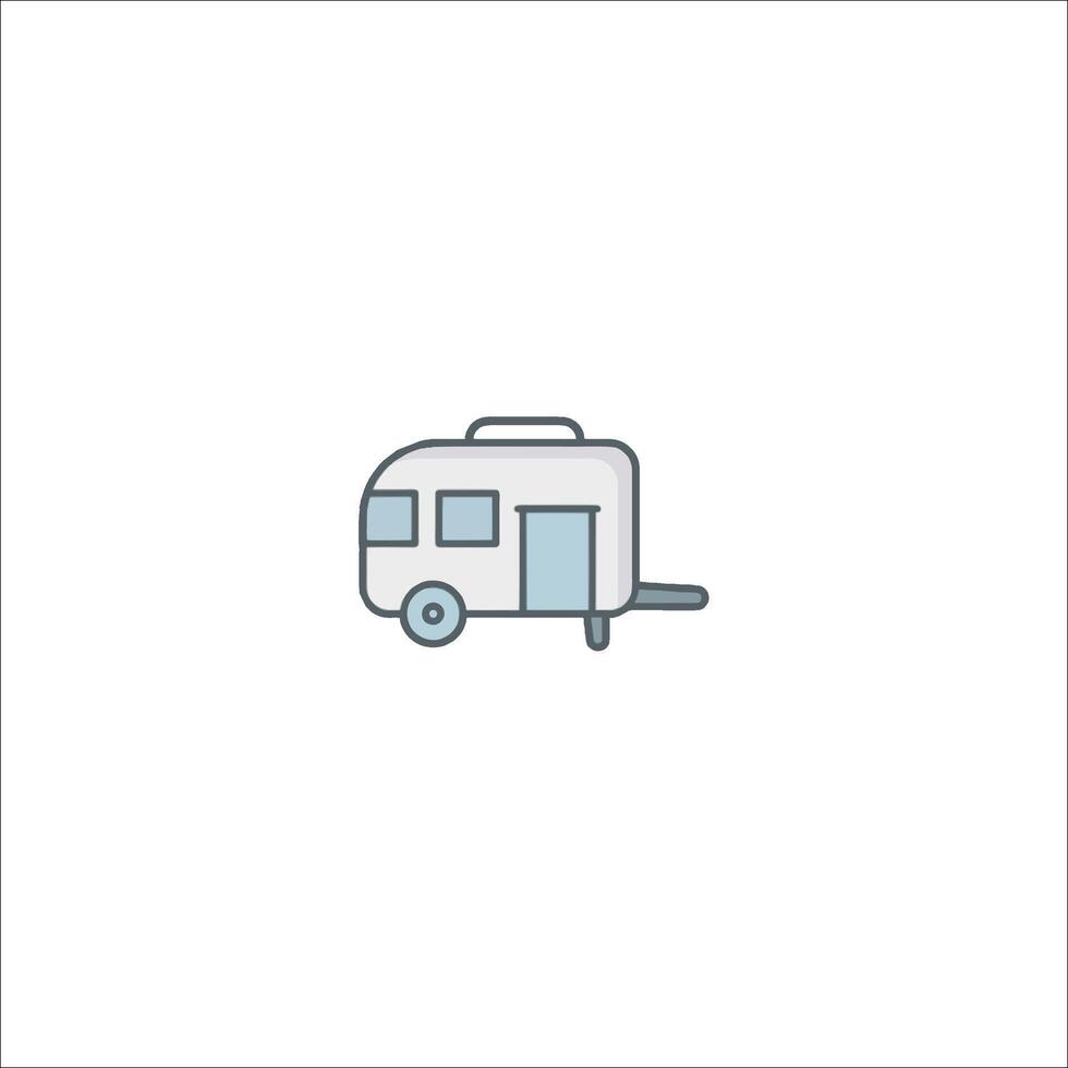 A small camper trailer icon on a white background vector