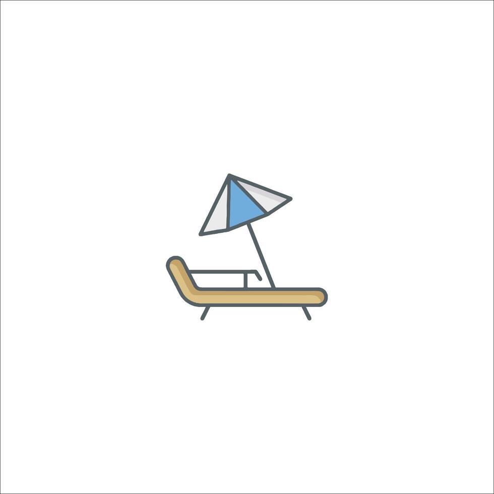 A beach chair with an umbrella on it vector