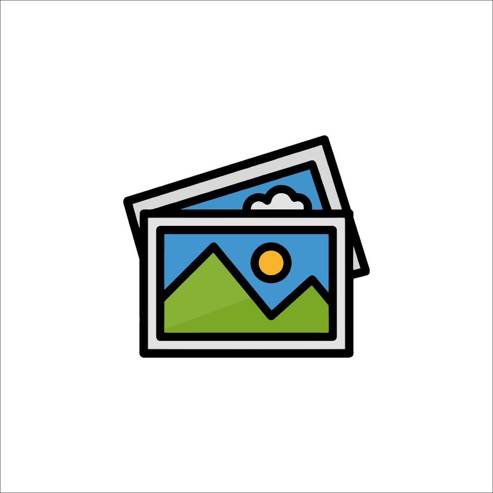 A photo of mountains and a sun on top vector
