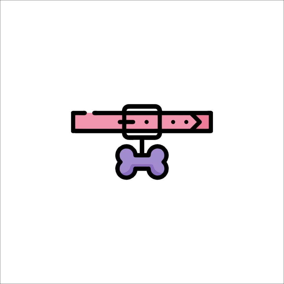 A pink dog collar and bone on a white background vector