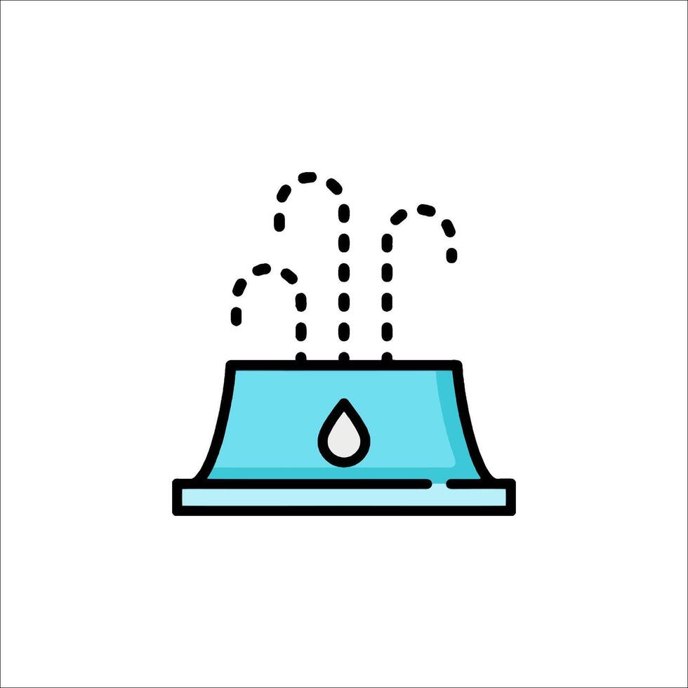 A blue icon of a water fountain with water drops vector