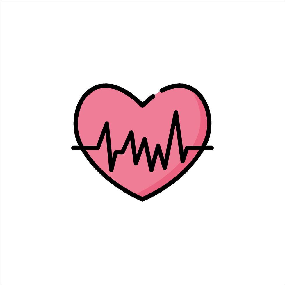Heartbeat icon with pink heart on white background vector