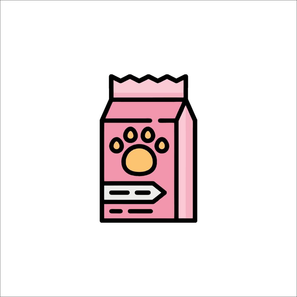 A pink bag of dog food with a paw print vector
