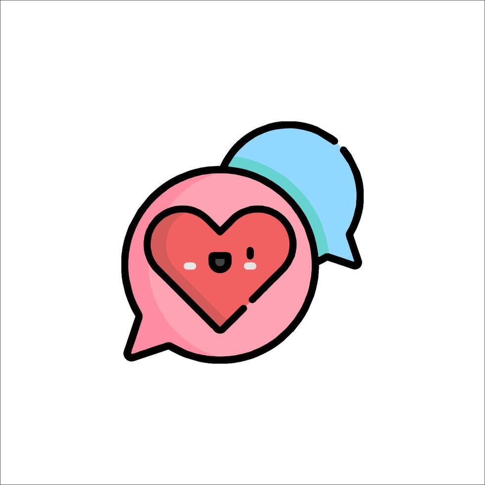 A cartoon heart and speech bubble icon vector