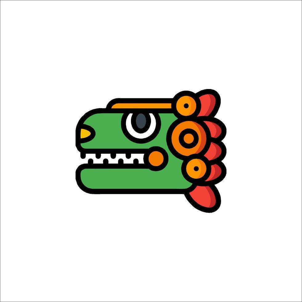 A colorful dragon head with a green and orange face vector