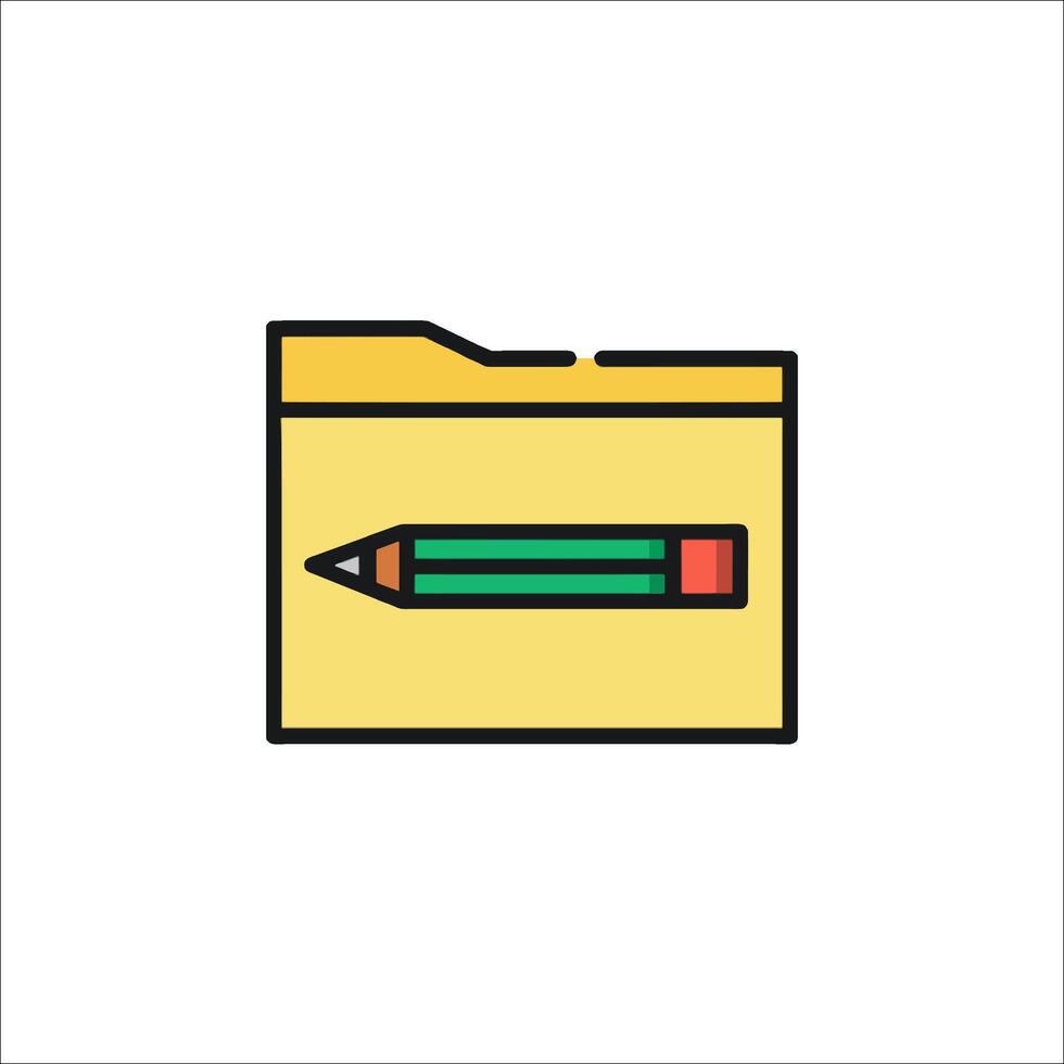 A folder with a pencil and a pencil inside vector
