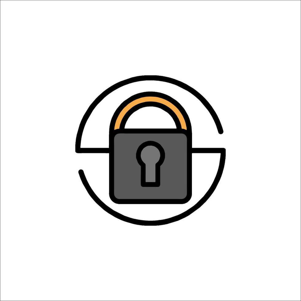 A black and orange lock icon on a white background vector