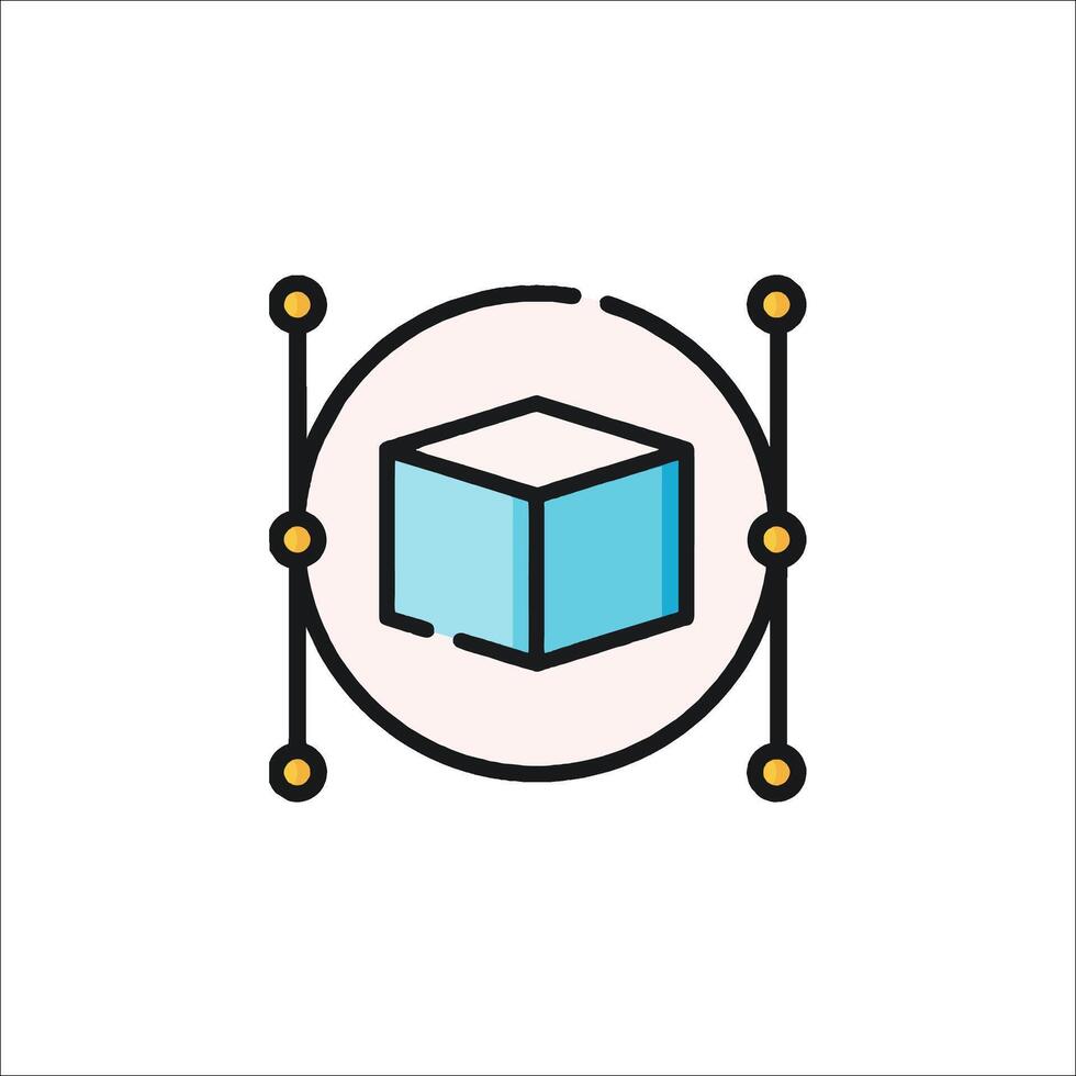 A cube with a blue and yellow outline vector