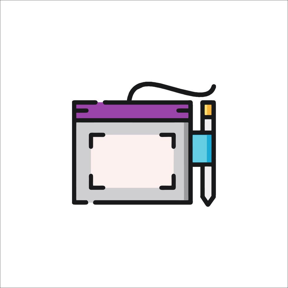 A drawing tablet and pen icon vector