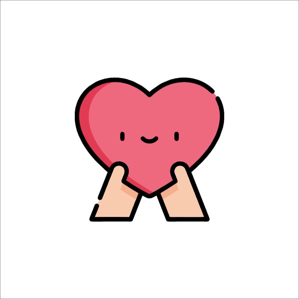 A cartoon heart with hands holding it up vector