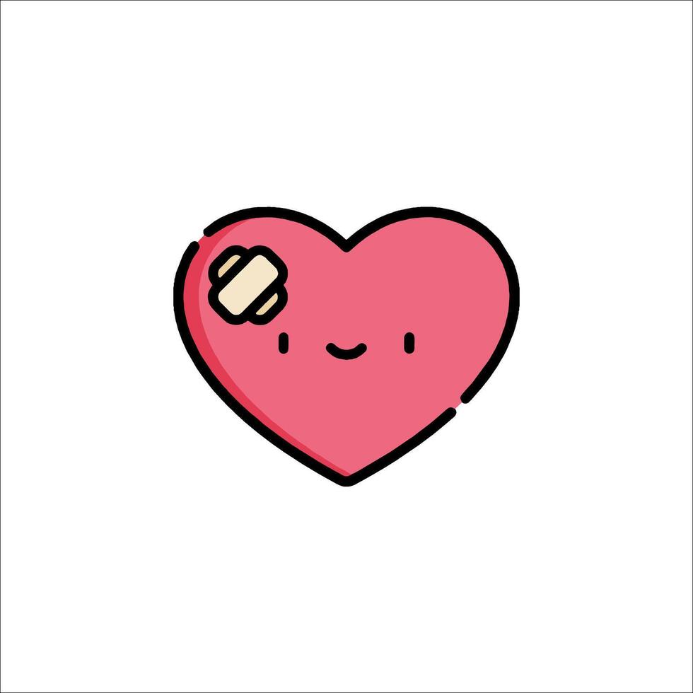 A cartoon heart with a bandage on it vector