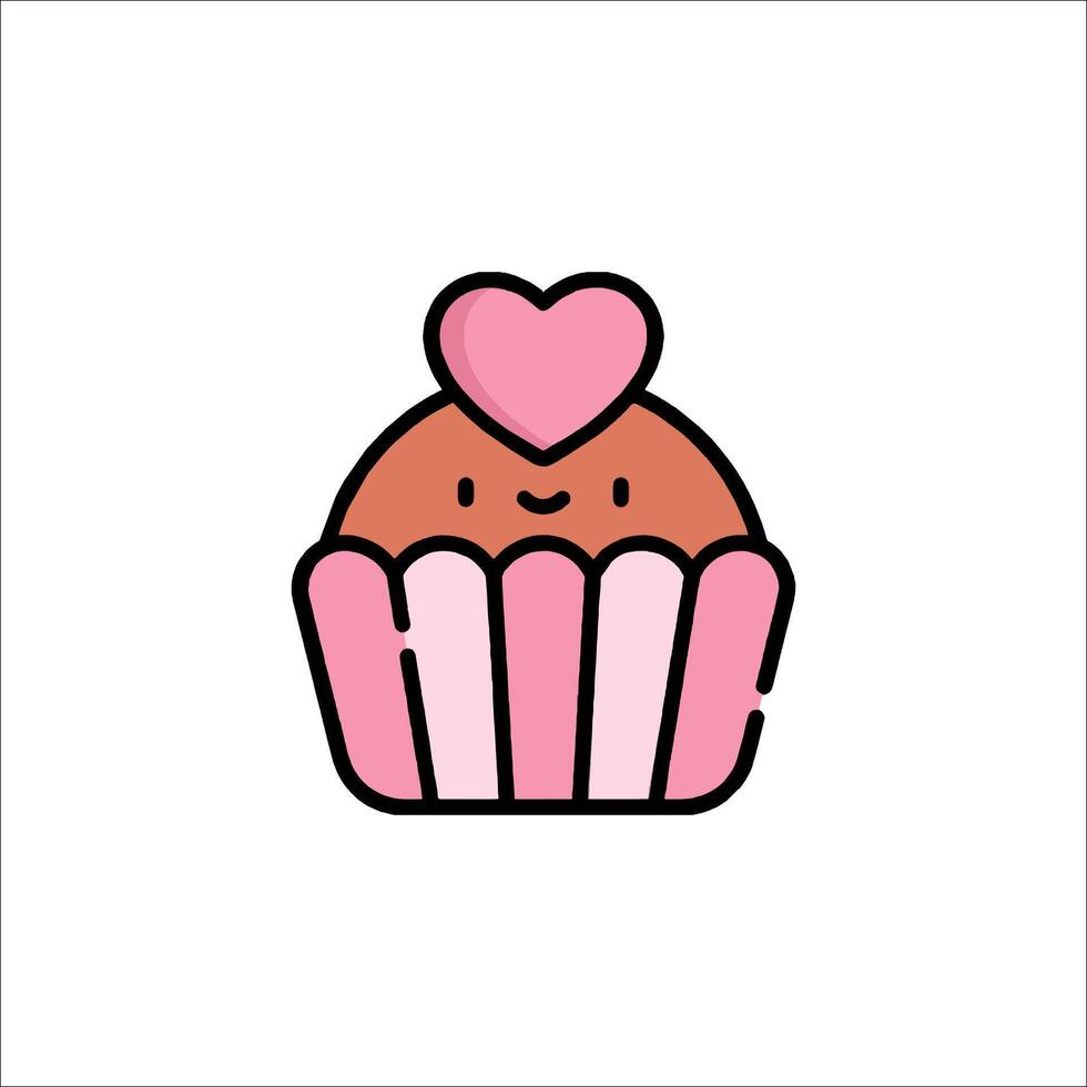 A cupcake with a heart on top vector
