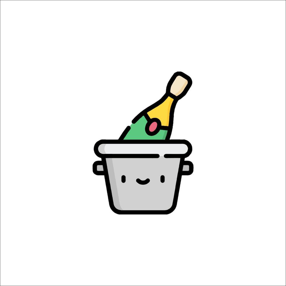 A bottle of champagne in a bucket with a smiley face vector