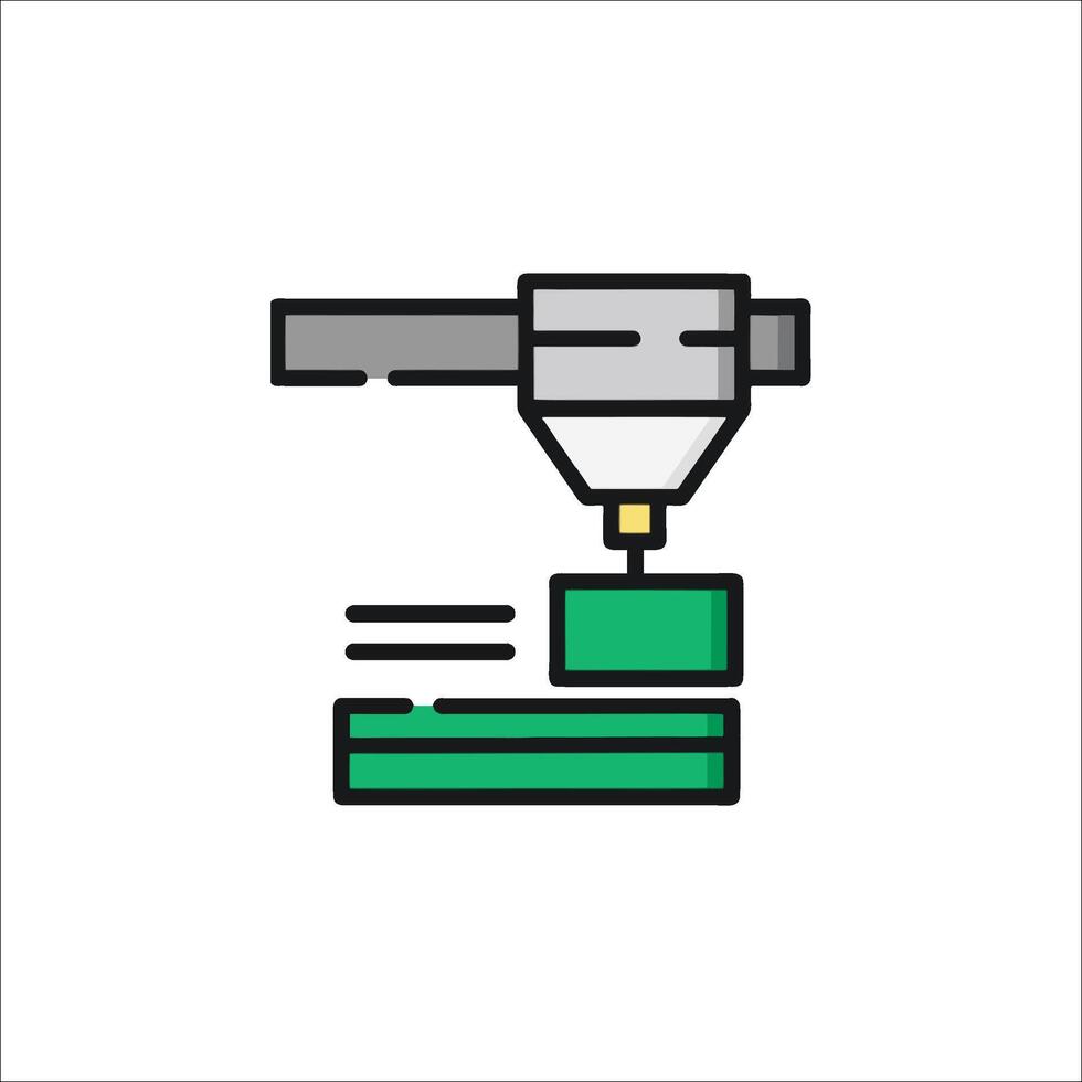 A green and white icon of a machine vector