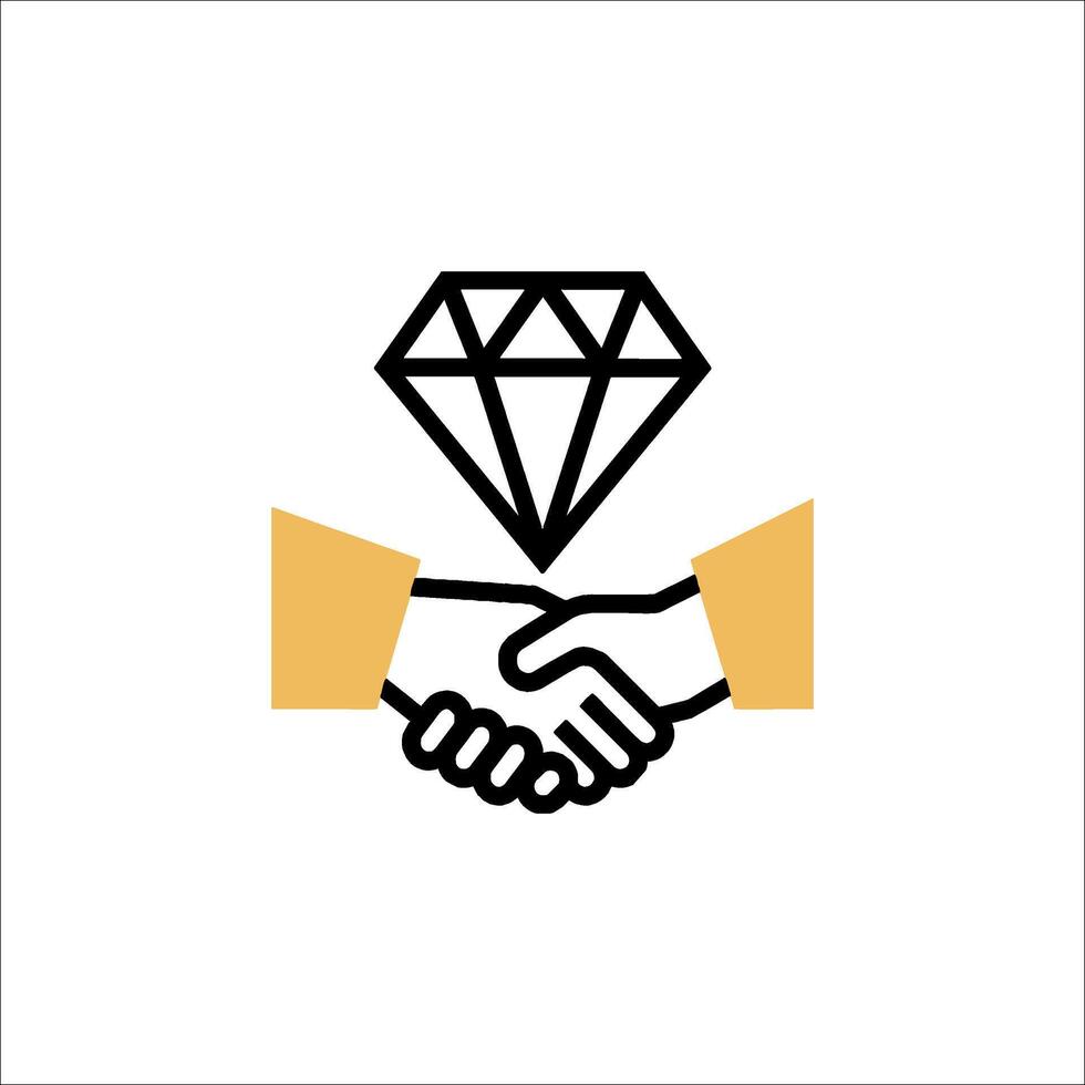 Diamond icon, handshake, handshake vector
