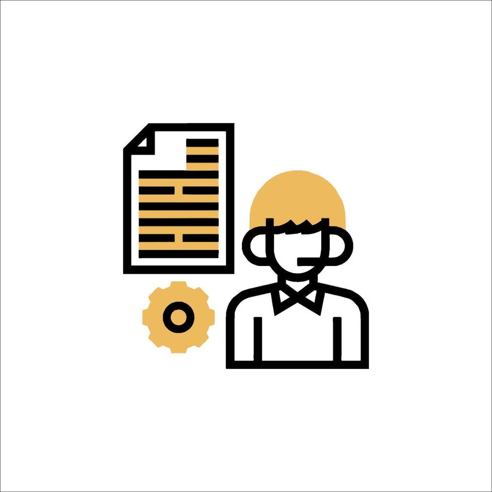 A person with a file and a clock icon vector