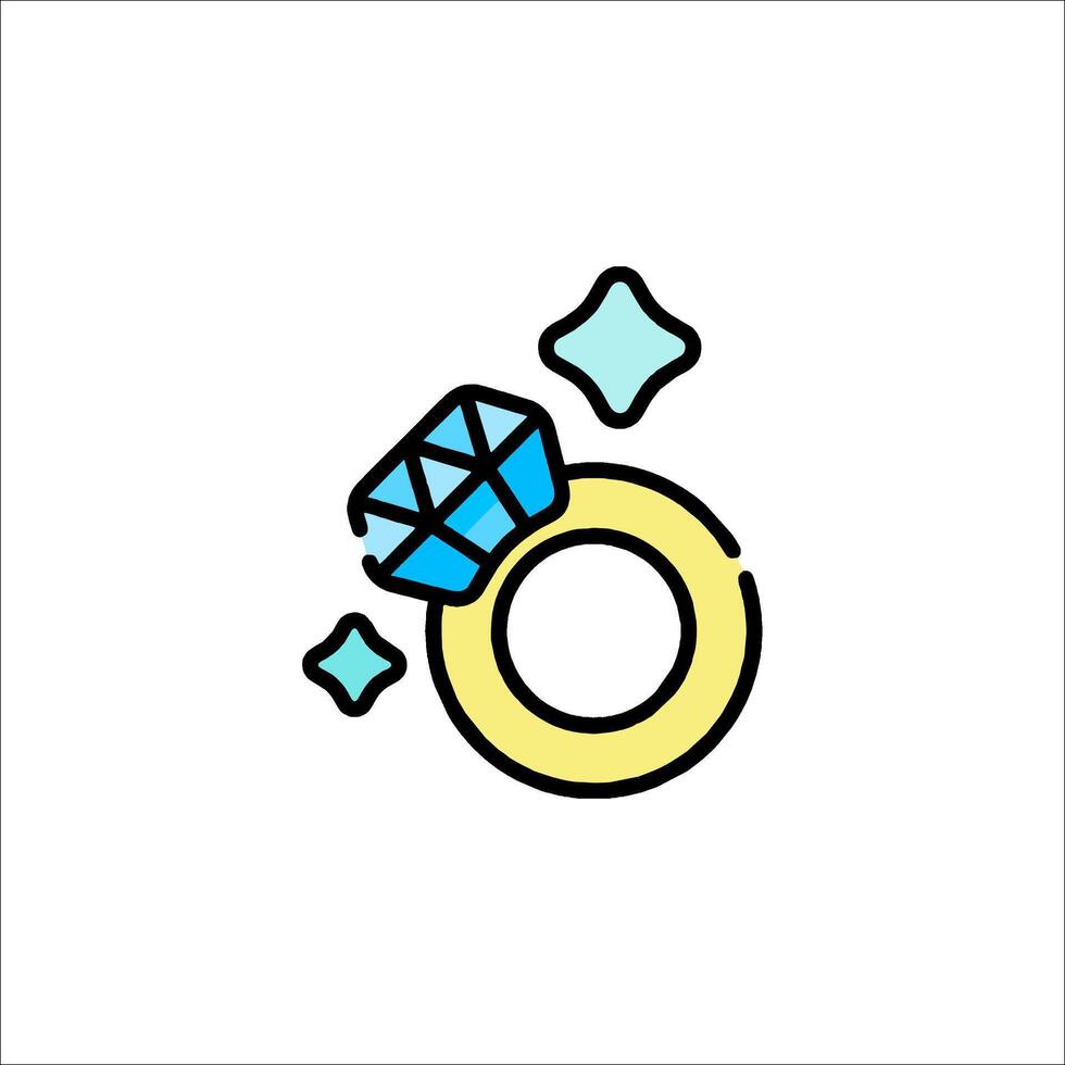 An illustration of a diamond ring vector