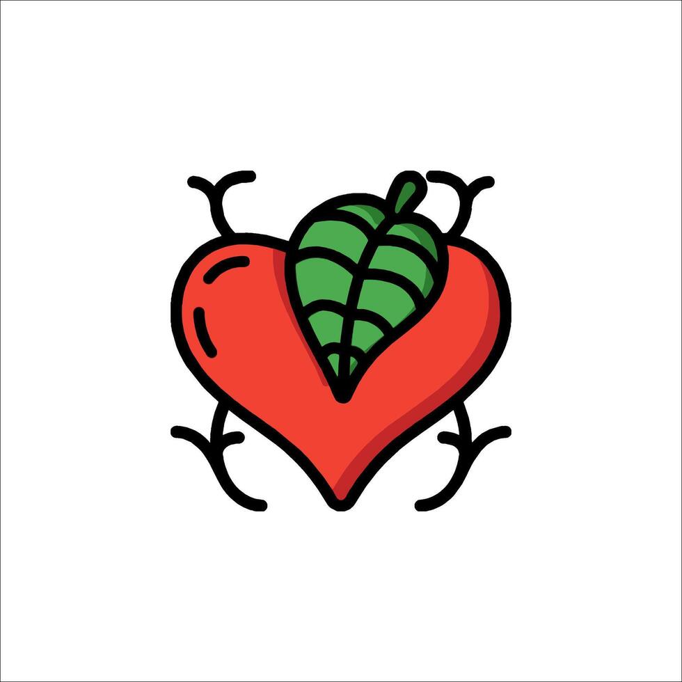 A heart with a leaf on it vector