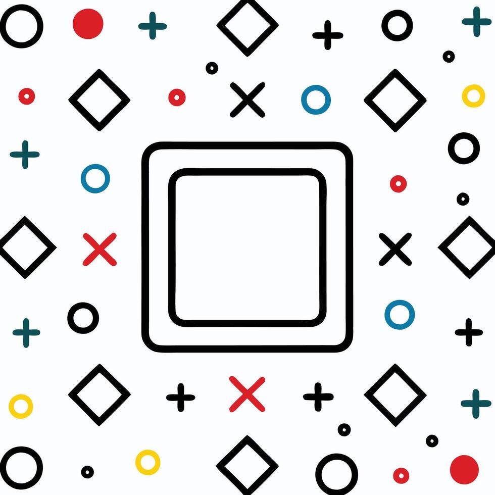 a square with a circle and other shapes on a white background vector