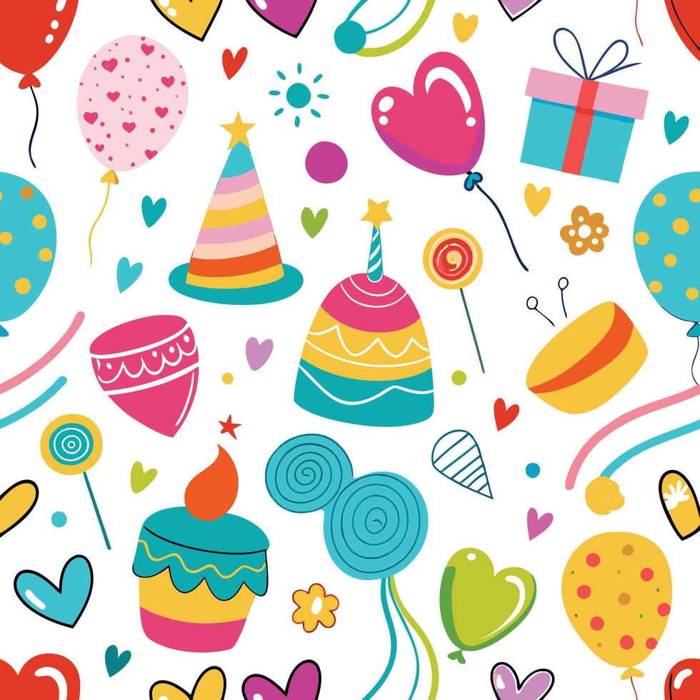 seamless birthday party pattern vector