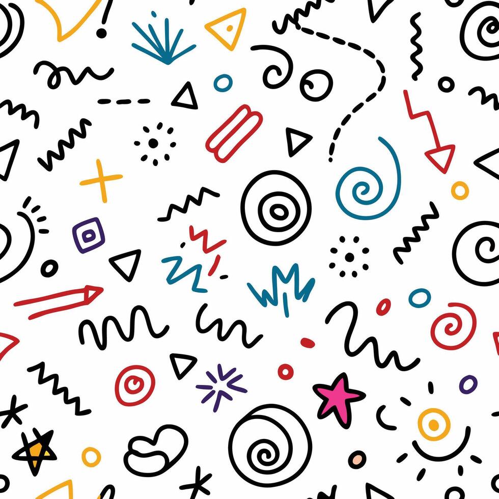 seamless pattern with doodles and symbols vector