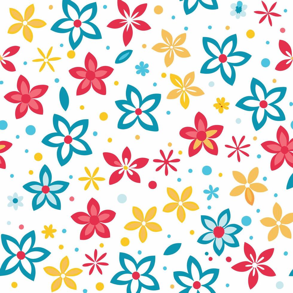 floral pattern with colorful flowers on a white background vector