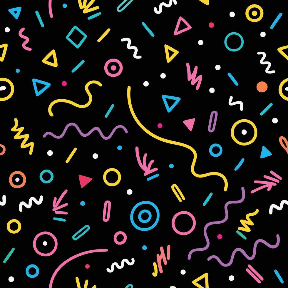 seamless pattern with colorful geometric shapes and lines vector