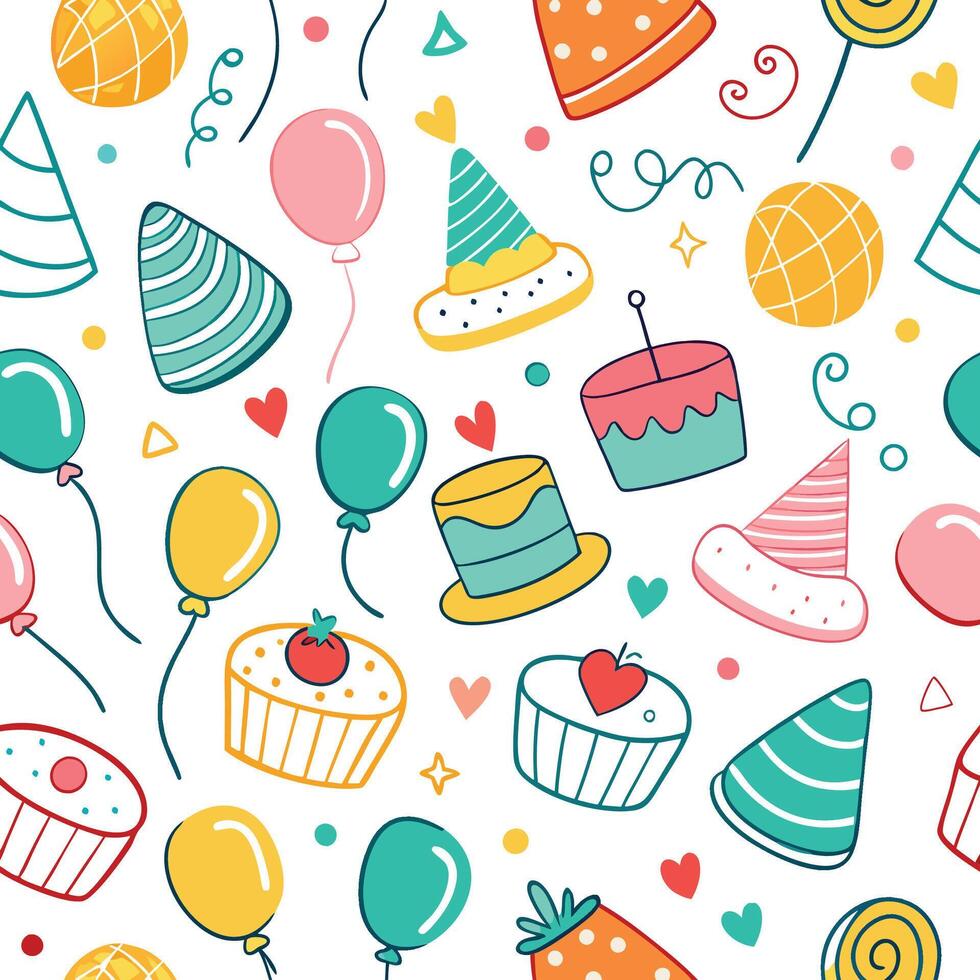 seamless birthday party pattern vector