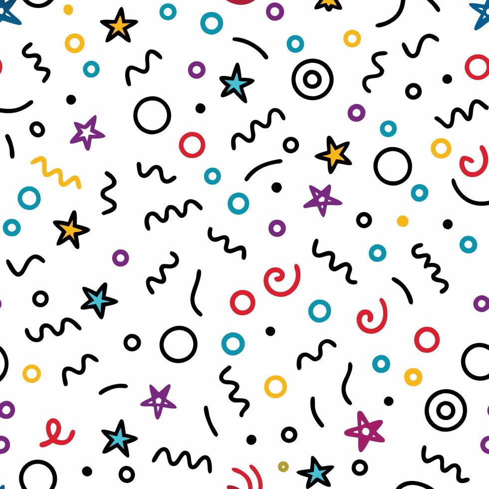 seamless pattern with colorful shapes and stars vector