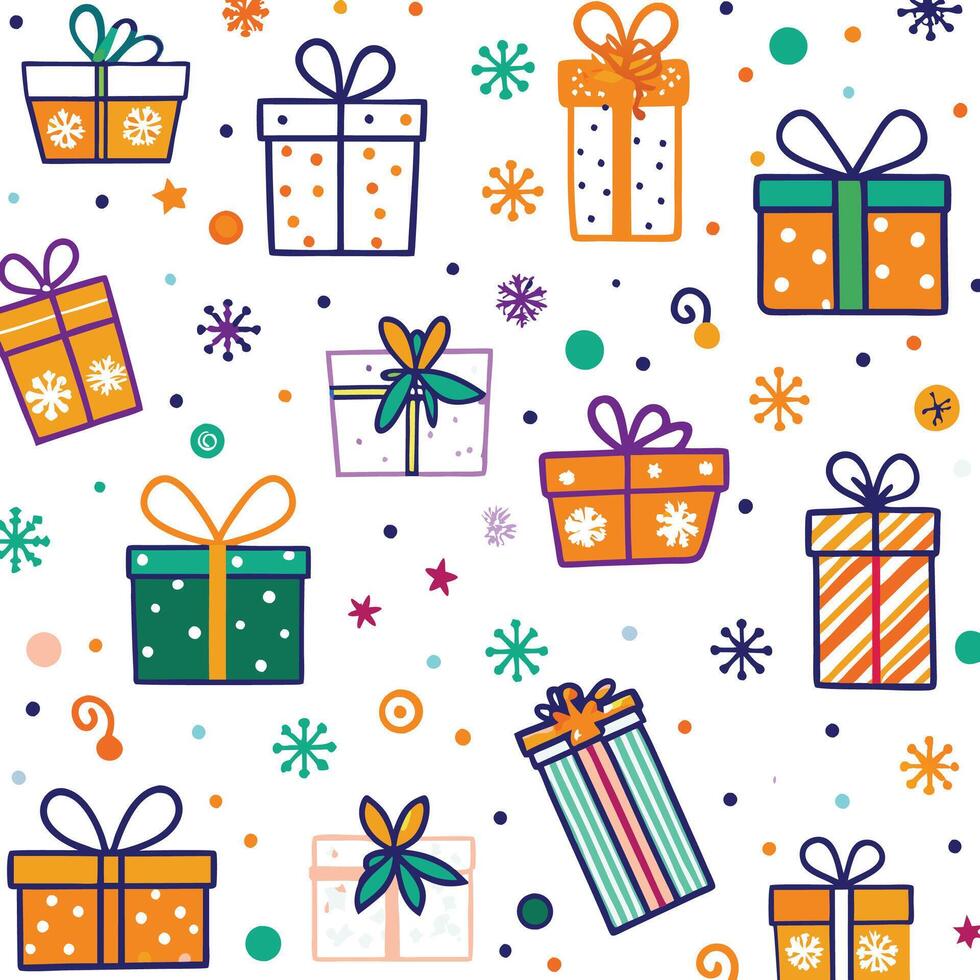 christmas seamless pattern with presents vector