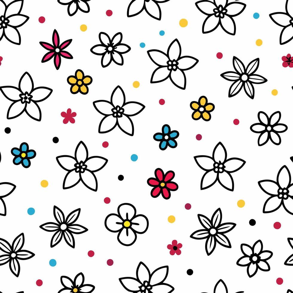 seamless pattern with flowers and dots vector