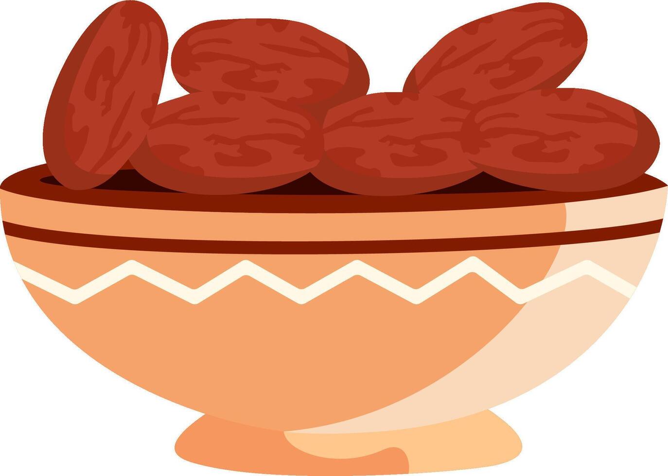 A bowl of dates with nuts in it vector
