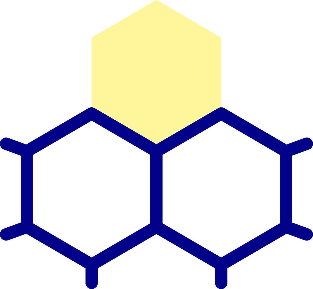 A blue and yellow hexagon with a yellow star vector