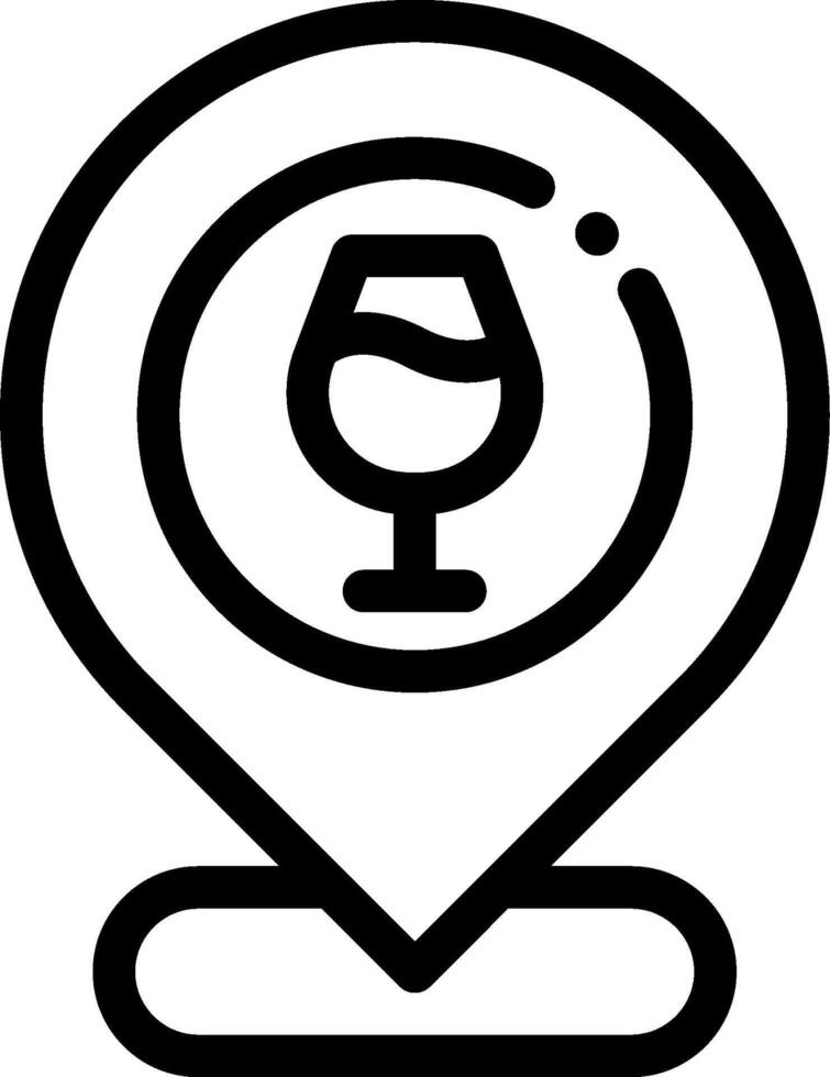 A black and white icon of a wine glass vector