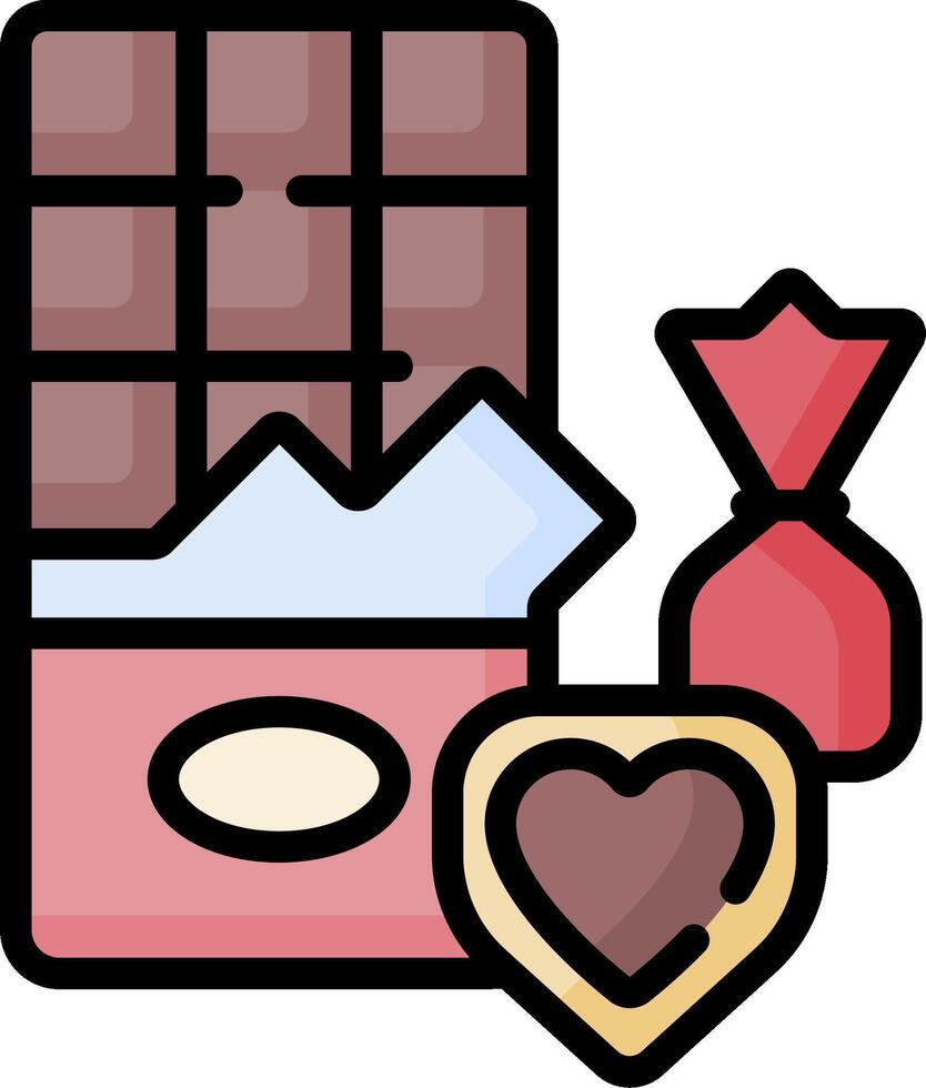Chocolate bar and heart icon vector