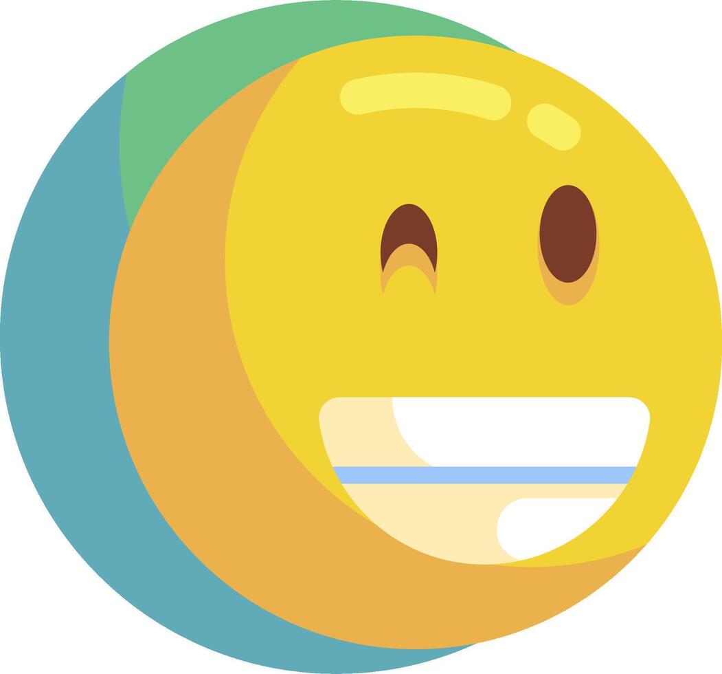 A smiling yellow emoticion with a blue circle vector