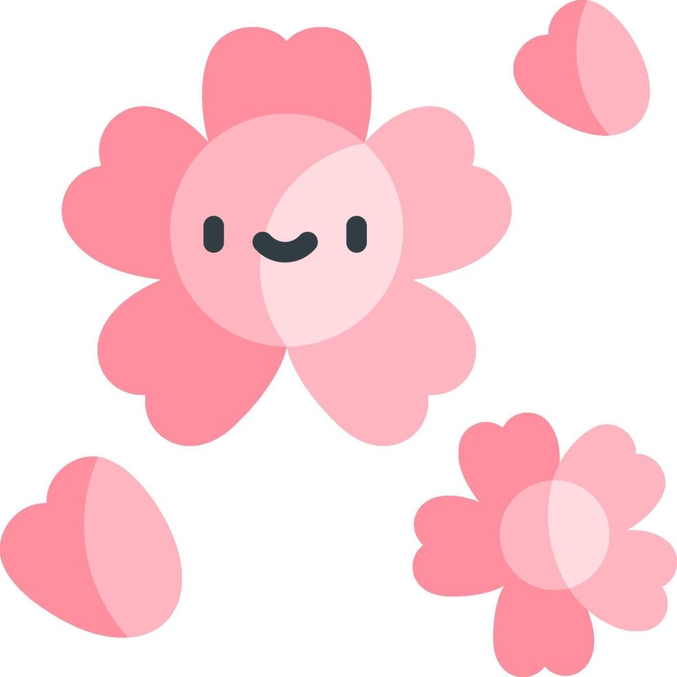 A cartoon pink flower with hearts around it vector