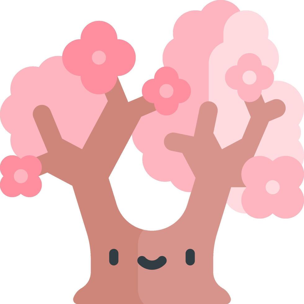 A cartoon tree with pink flowers and a smile vector