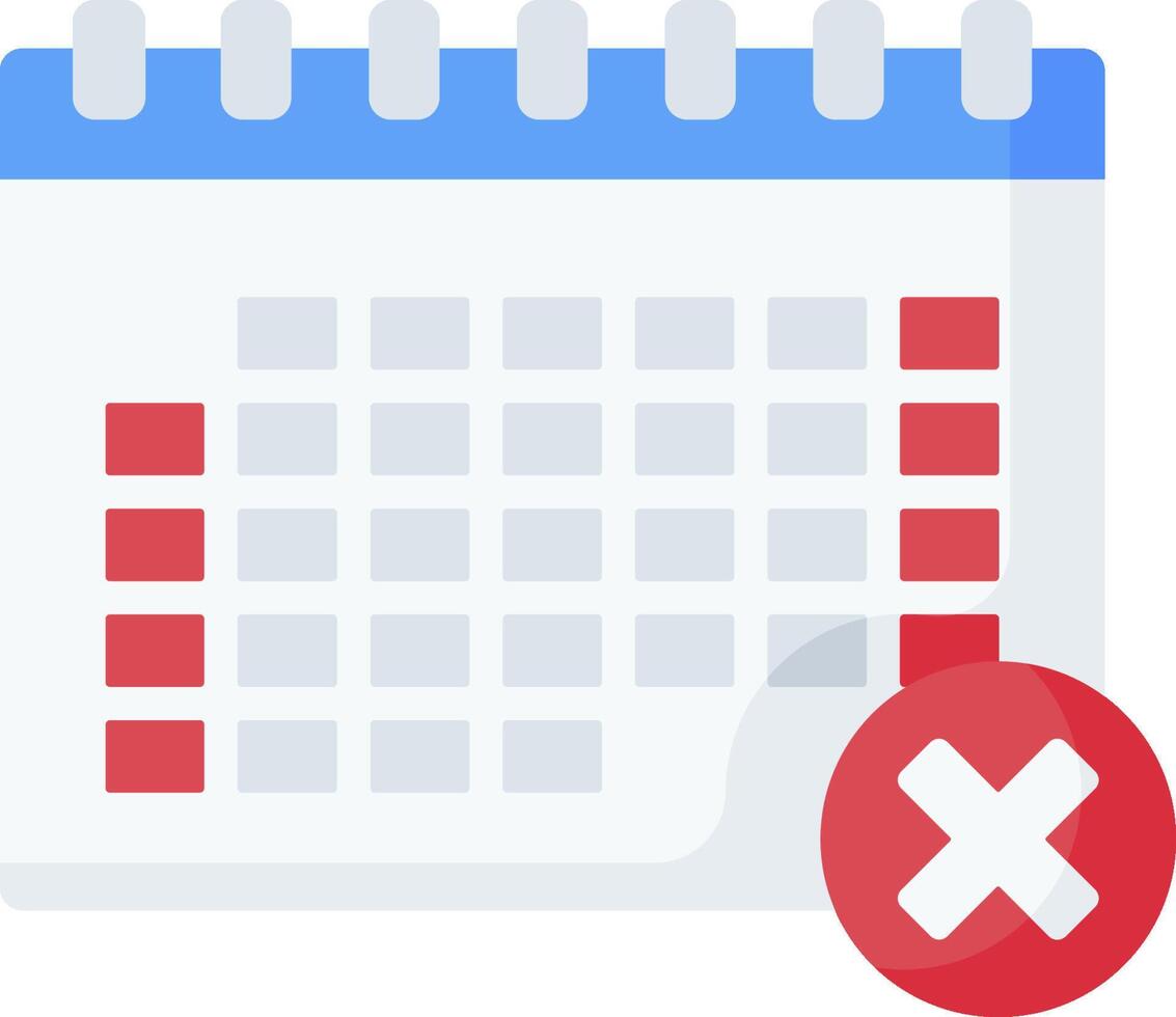 A calendar with a red cross and a tick vector