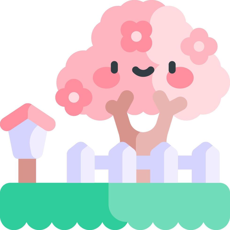 A cartoon tree with a pink flower and a mailbox vector