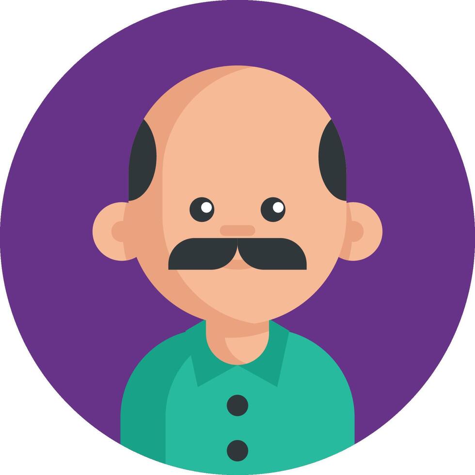 A bald man with a mustache and a green shirt vector