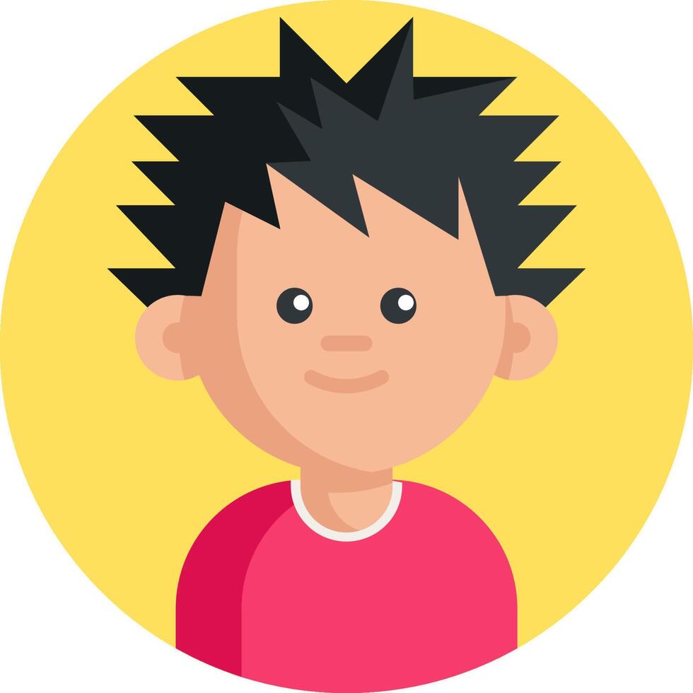 A boy with spiky hair is in a flat style vector