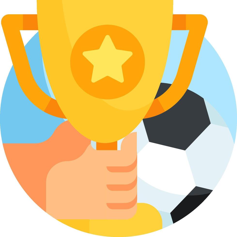 A hand holding a trophy cup with a soccer ball vector