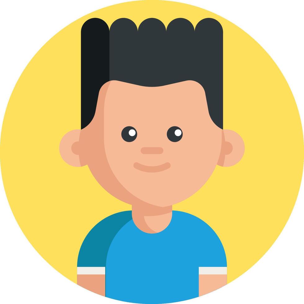A boy avatar with a black hair and blue shirt vector