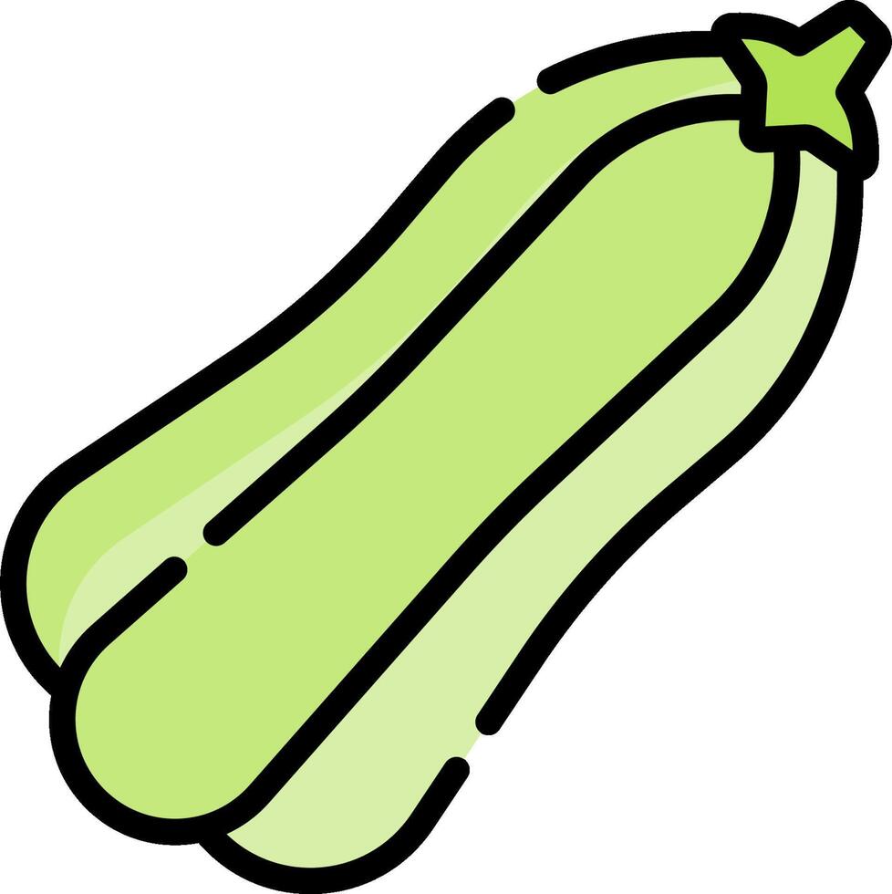 A zucchini is shown in a line drawing vector
