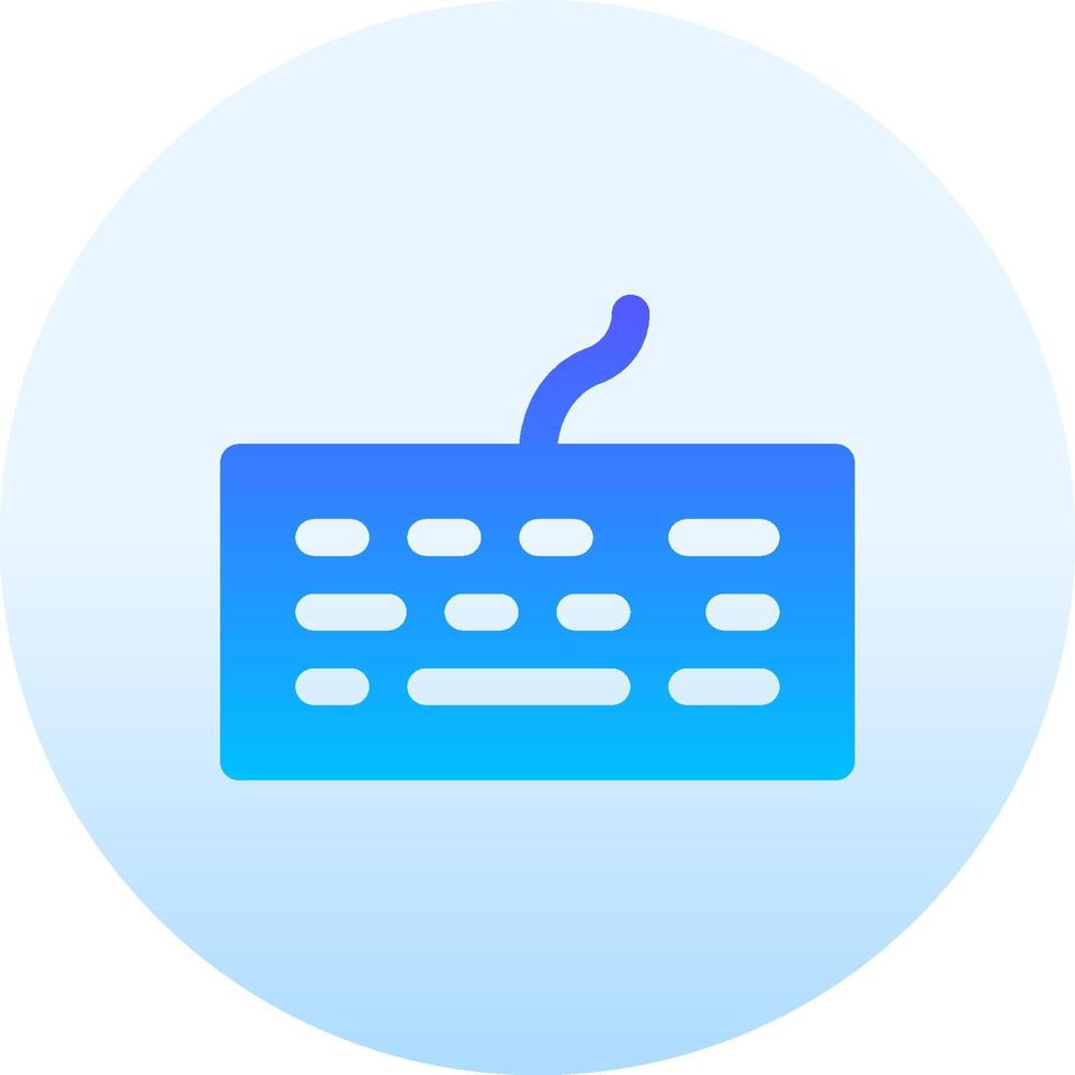 A blue and white icon of a keyboard vector