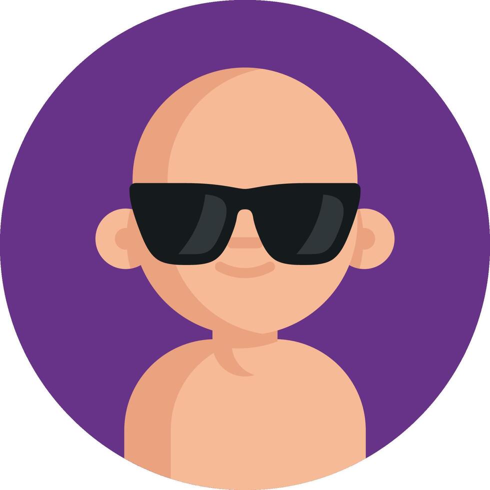 A bald man wearing sunglasses on a purple background vector